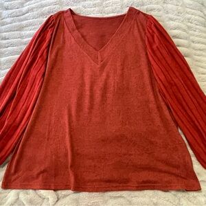 Elegant Red V-Neck Women's Top